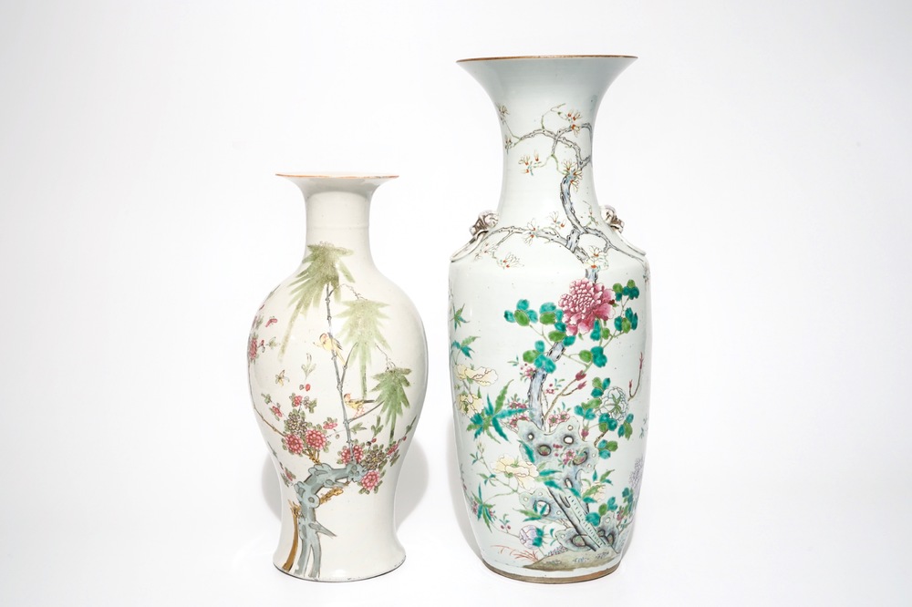 Twee Chinese famille rose vazen, 19/20e eeuw